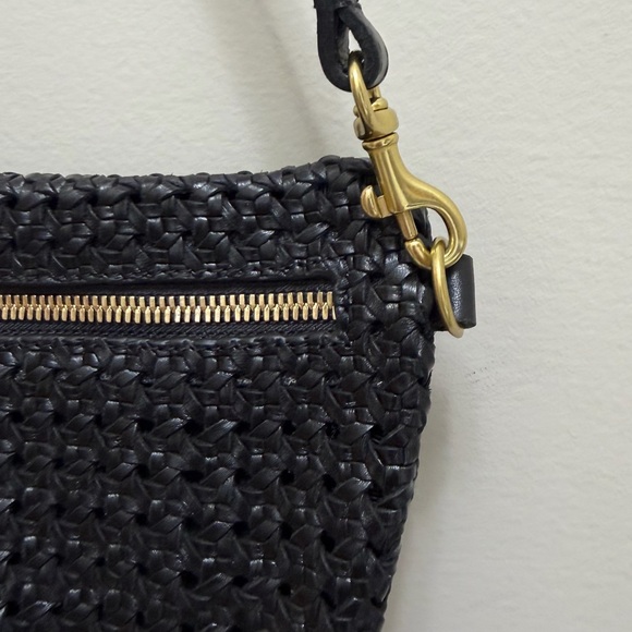 Clare V. Grande Rattan Woven Leather Belt Bag Crossbody Shoulder Bag Black - Picture 7 of 16